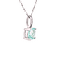 14K White Gold Cushion Aquamarine and Diamond Pendant Necklace