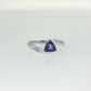 Trillion Cut Tanzanite and Diamond Ring in Sterling Silver