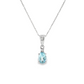 Oval Aquamarine Diamond Accent Pendant Necklace in Sterling Silver