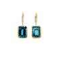 14K Yellow Gold Swiss Blue Topaz and Diamond Drop Earrings