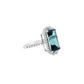 Emerald-Cut London Blue Topaz Halo Ring in 14K White Gold