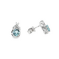 Round Aquamarine Knot Stud Earrings in Sterling Silver