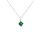 14K White Gold Princess Cut Emerald and Diamond Pendant Necklace