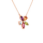 14K Rose Gold Multi-Gemstone Flower Pendant Necklace