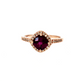 14K Rose Gold Cushion Rhodolite Diamond Halo Ring