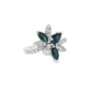 14K White Gold Floral Sapphire and Diamond Cocktail Ring