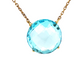 14K Yellow Gold 8ct Round Blue Topaz Pendant Necklace