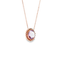 14k Rose Gold Round Amethyst Diamond Halo Pendant Necklace