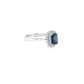 14K White Gold Emerald Shape Sapphire Diamond Halo Ring