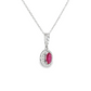 Oval Ruby Diamond Halo Pendant Necklace in 14K White Gold
