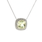 Cushion Lime Quartz Diamond Halo Pendant Necklace in 14K White Gold