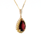 Pear Shape Garnet Diamond Bail Yellow Sapphire Halo Necklace