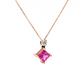 Princess Cut Pink Sapphire and Diamond Rose Gold Necklace