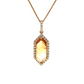 Hexagonal Citrine and Diamond Halo Pendant Necklace in 14K Yellow Gold
