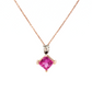 Princess Cut Pink Sapphire and Diamond Rose Gold Necklace