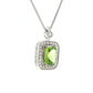 Cushion Peridot Diamond Halo Pendant Necklace in 14K White Gold
