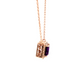 14K Rose Gold Emerald-Cut Amethyst Diamond Halo Necklace