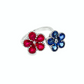 14K White Gold Ruby and Sapphire Floral Cocktail Ring