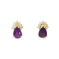14K Yellow Gold Pear Amethyst and Diamond Earrings