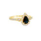10K Yellow Gold Pear Sapphire Diamond Halo Ring