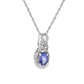 Oval Tanzanite and Diamond Halo Pendant Necklace in Sterling Silver
