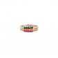 14K Tri-Color Gold Multi-Color Sapphire Beaded Stackable Ring Set