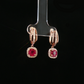 14K Rose Gold Ruby and Diamond Halo Drop Earrings
