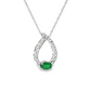 14K White Gold Oval Emerald and Diamond Pendant Necklace