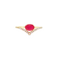Oval Ruby and Diamond Chevron Ring in 10K Yellow Gold