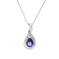 Sterling Silver Pear Tanzanite and Diamond Teardrop Pendant Necklace