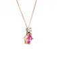 Princess Cut Pink Sapphire and Diamond Rose Gold Necklace