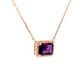 14K Rose Gold Emerald-Cut Amethyst Diamond Halo Necklace