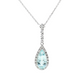 Pear-Shaped Aquamarine and Diamond Halo Drop Necklace in 14K White Gold