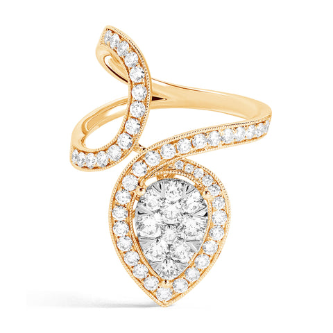 Couture Fiori Pear Avant-Garde Cocktail Ring