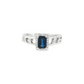 Emerald Shape Sapphire Chain Link Ring in 10K White Gold
