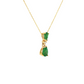 14K Yellow Gold Pear Emerald and Diamond Drop Pendant Necklace