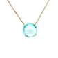 14K Yellow Gold 8ct Round Blue Topaz Pendant Necklace