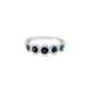 14K White Gold Five-Stone Sapphire and Diamond Halo Ring