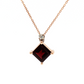 14K Yellow Gold Princess Cut Garnet Diamond Necklace