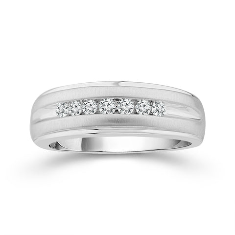 1/4 Ctw Men's Diamond Wedding Band in 10 Karat White Gold