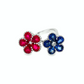 14K White Gold Ruby and Sapphire Floral Cocktail Ring