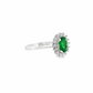 18K White Gold Oval Emerald and Diamond Halo Ring