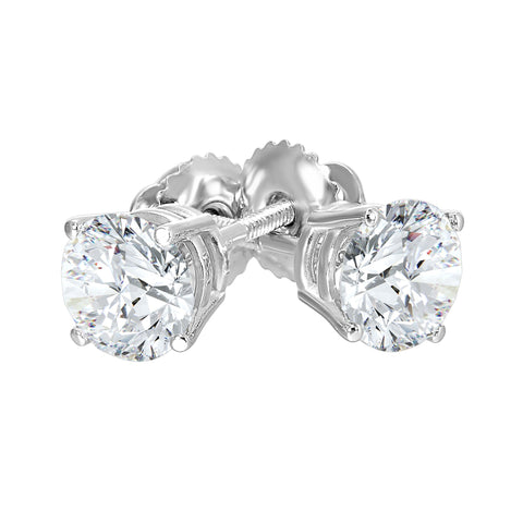 3 Prong Round Lab Grown Diamond Stud Earrings in White Gold (6 Ctw)