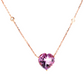14K Rose Gold Heart Amethyst and Diamond Station Necklace