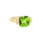 Cushion Peridot and Diamond Cocktail Ring in 10K Yellow Gold