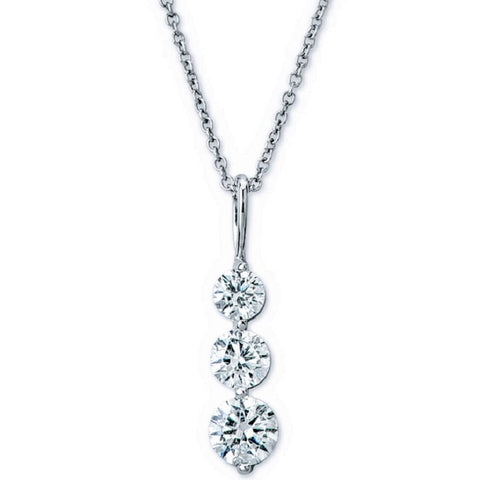 14K White Gold 1ct Three-Stone Diamond Pendant Necklace - G-H, SI1-SI2, 18-Inch