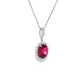 Oval Pink Tourmaline Diamond Halo Pendant Necklace