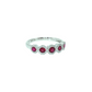 14K White Gold Five-Stone Ruby and Diamond Halo Ring