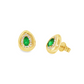 14K Yellow Gold Pear Emerald Diamond Halo Earrings