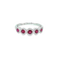 14K White Gold Five-Stone Ruby and Diamond Halo Ring
